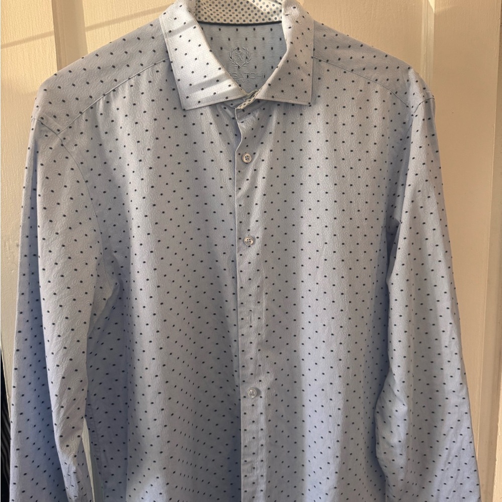 Bugatchi Light Blue Geometric Pattern Shirt - image 1